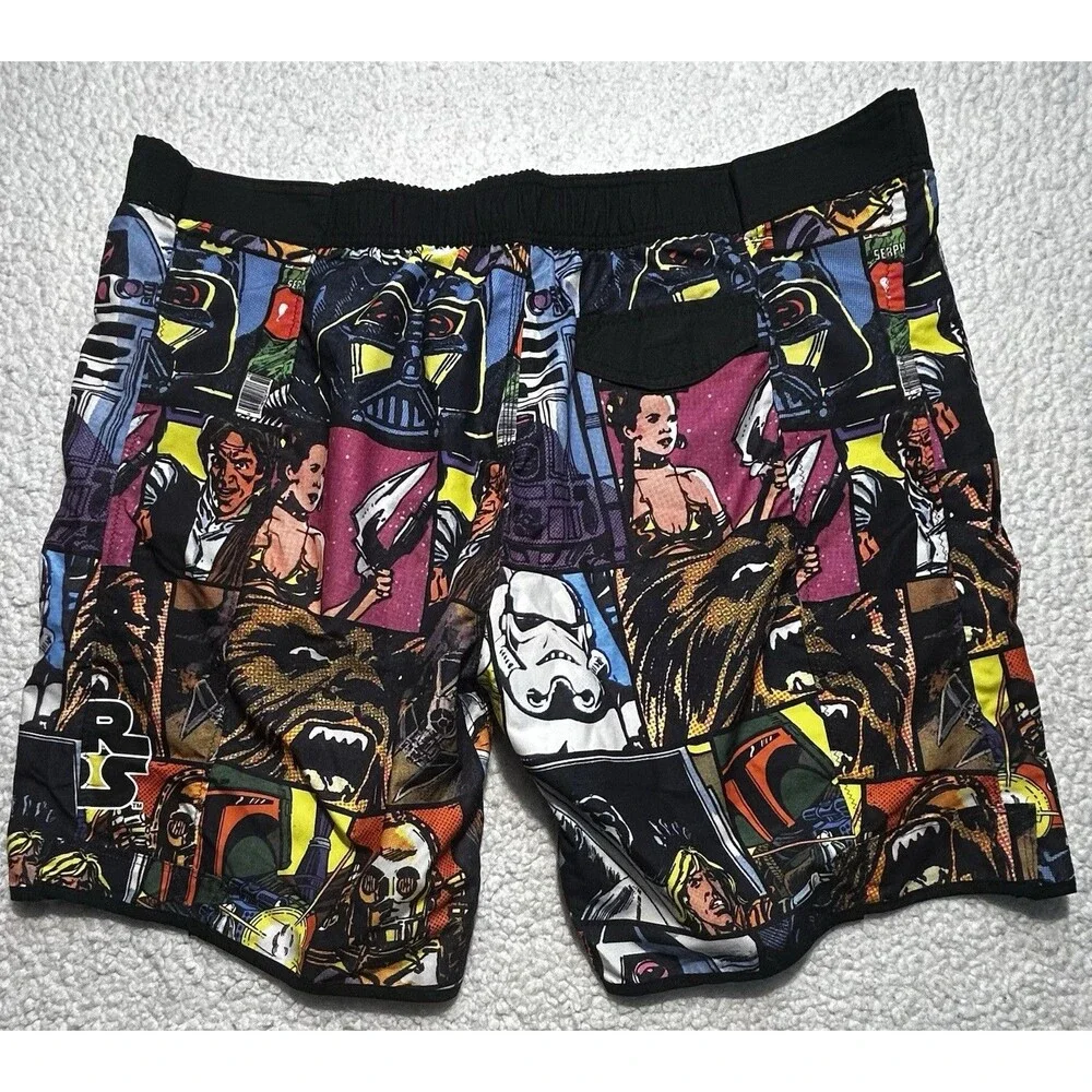 Star Wars Mens Comic Book Print Swim Trunks Board Shorts Mesh Lining 2XL